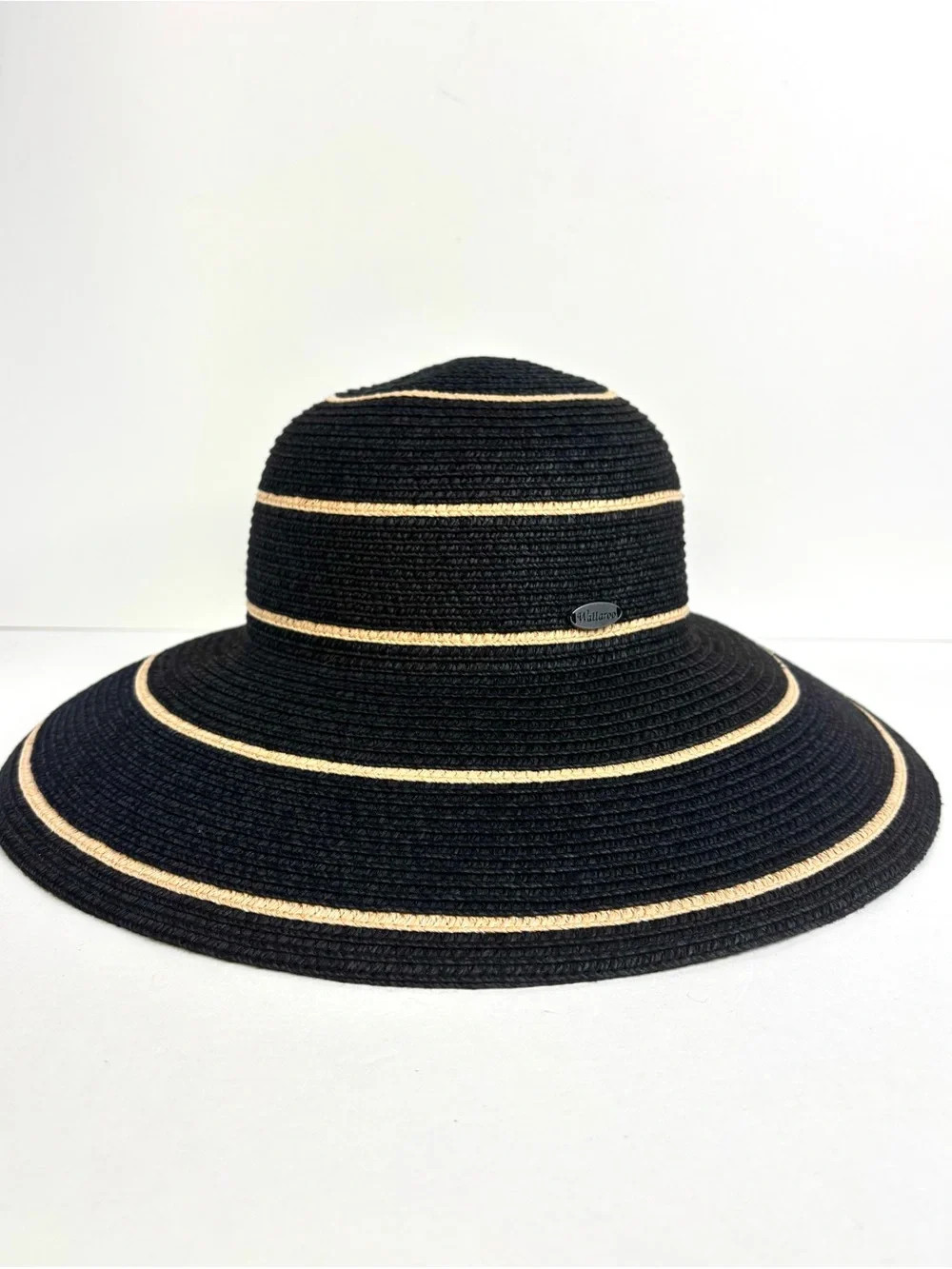 Wallaroo SPF 50 Wide Brim Black & Tan Savannah Striped Packable Sun Hat